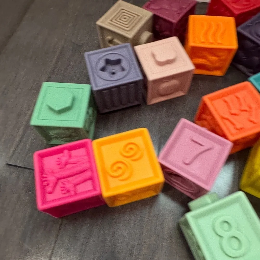 NWOT Rubber Colorful Stacking Building Blocks Set for Kids Infants Baby Toddlers